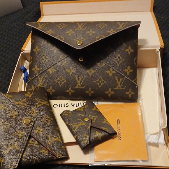 Louis Vuitton Brown and Gold Monogram Envelope Trio - Picture 1 of 4
